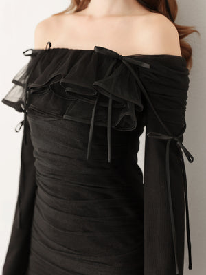 Tulle drape mini onepiece(eme10776)