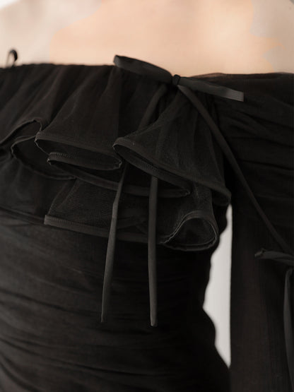 Tulle drape mini onepiece(eme10776)