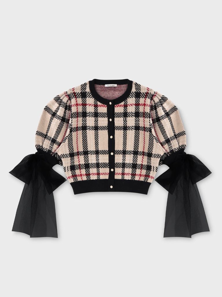 Royal tartan puff tops(eme10777)