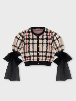 Royal tartan puff tops(eme10777)