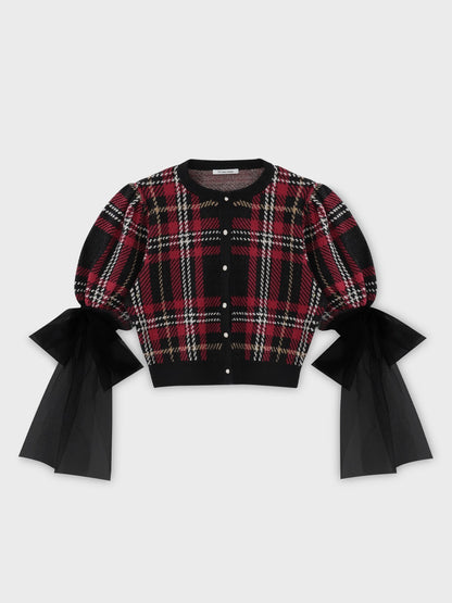 Royal tartan puff tops(eme10777)