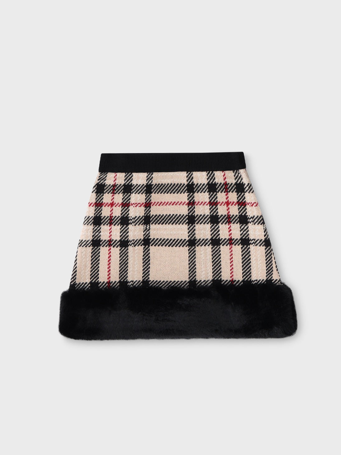 Royal tartan fur skirt(eme10778)