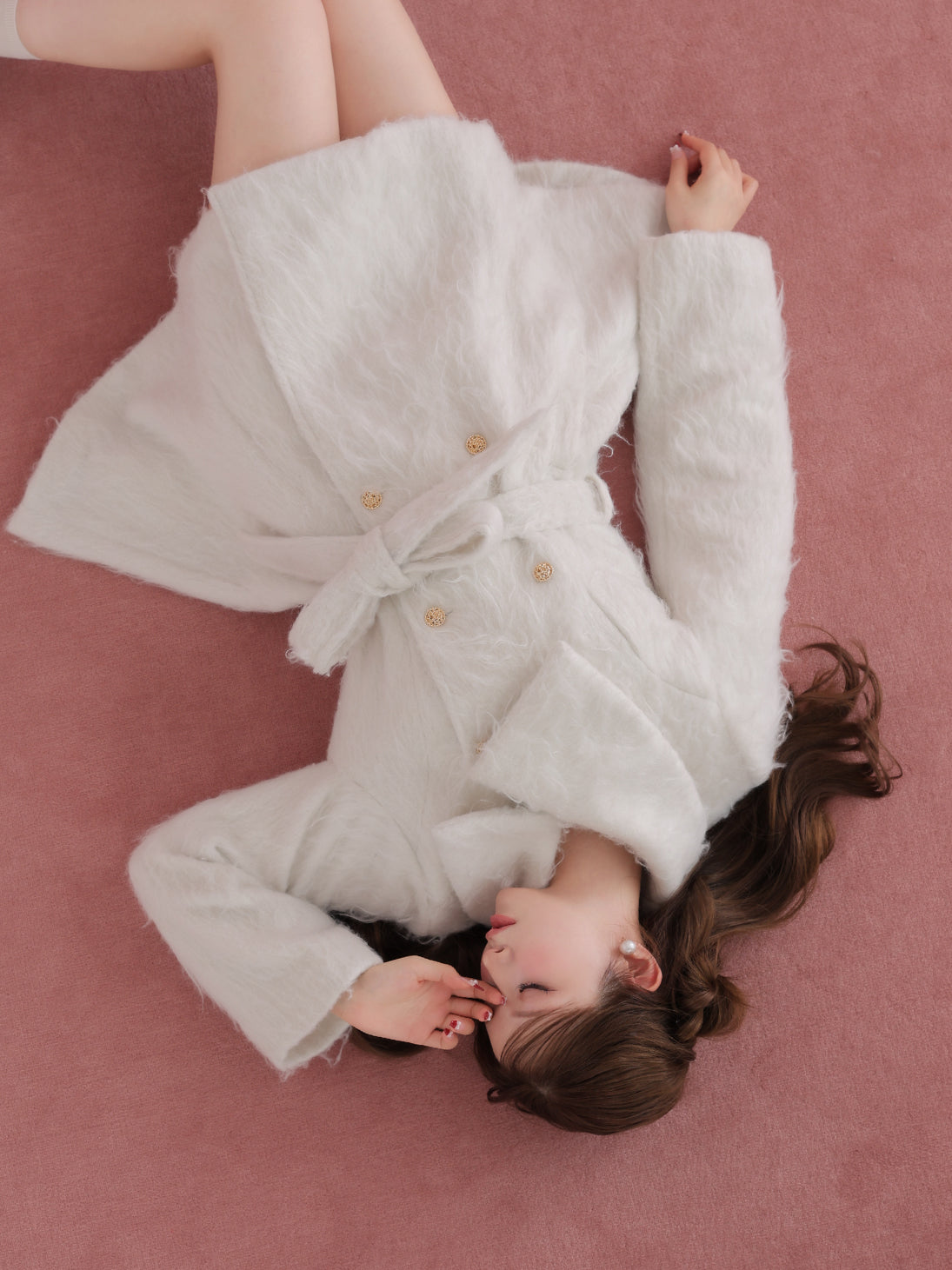 O*い様 M me eme Ribbon suede flareワンピース 最終 O*い様 M me eme Ribbon suede flareワンピース 最終 受注予約】cotton