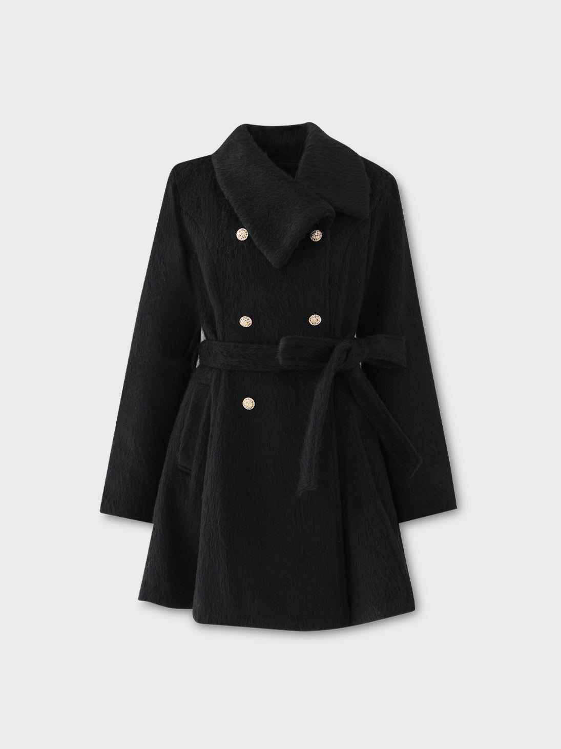 Shaggy belted coat(eme10779)