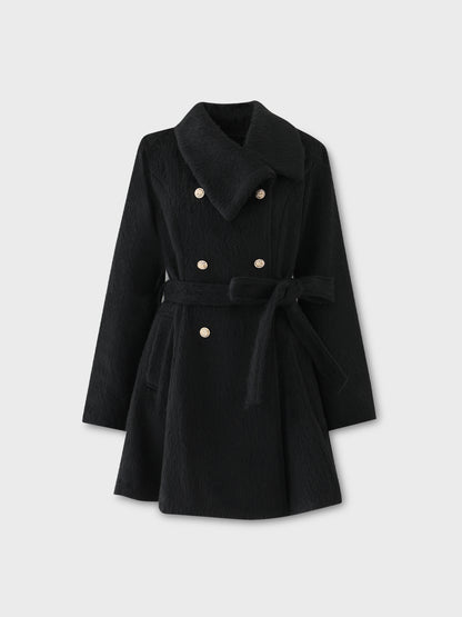Shaggy belted coat(eme10779)