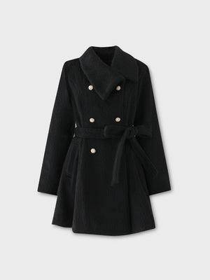 Shaggy belted coat(eme10779)