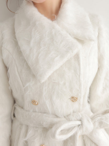 Shaggy belted coat(eme10779)