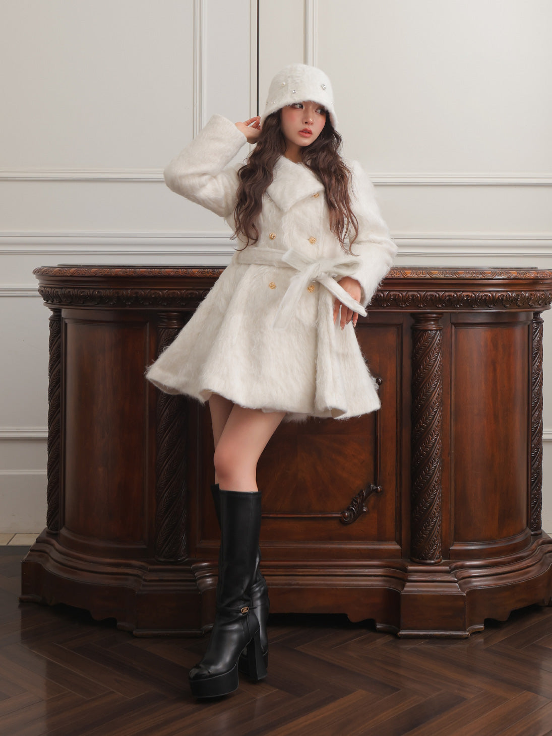 M me eme Shaggy belted coat ブラウン Shaggy belted coat(eme10779) – M me eme