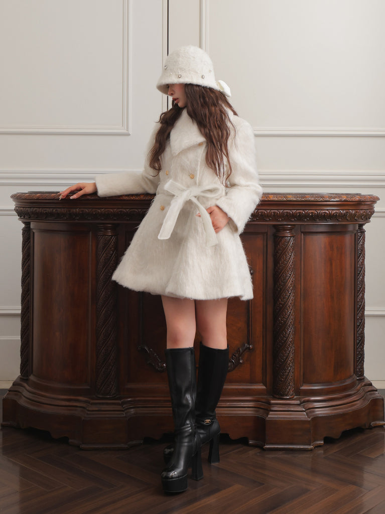 Bijou ribbon feather bucket hat (eme10387)