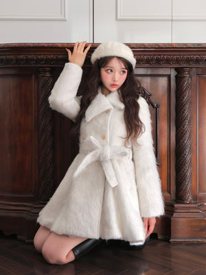 Shaggy belted coat(eme10779)