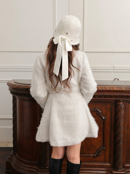 Shaggy belted coat(eme10779)