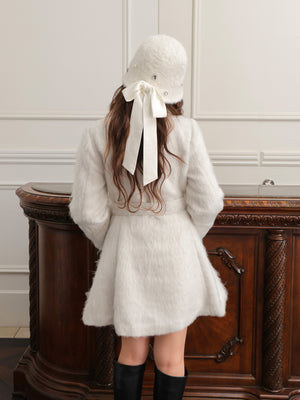 Shaggy belted coat(eme10779)