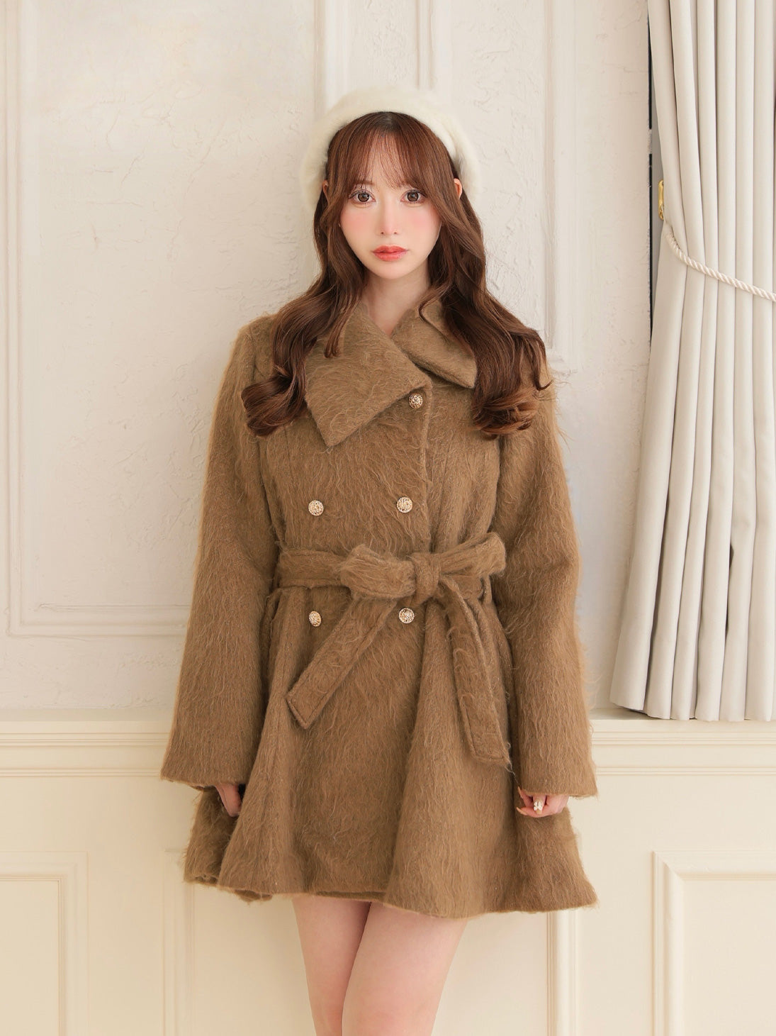 Shaggy belted coat(eme10779) – M me eme