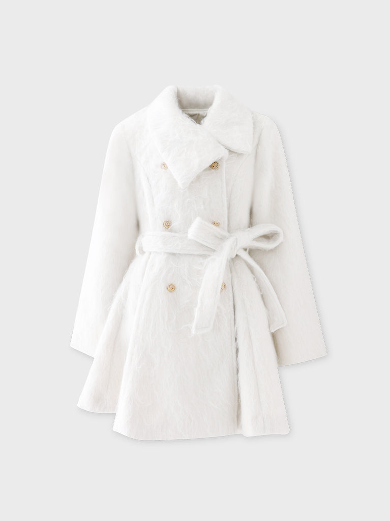 Shaggy belted coat(eme10779)