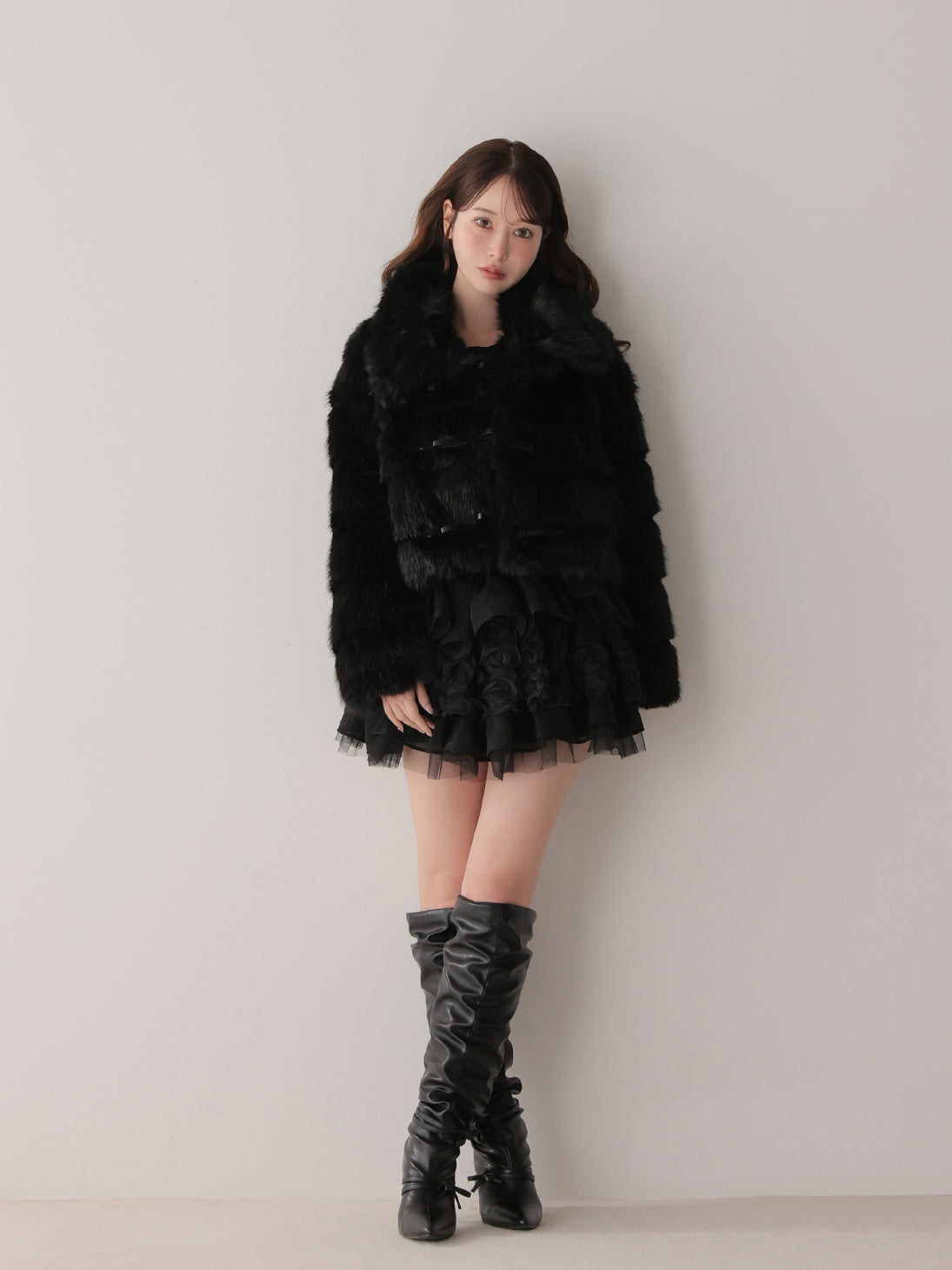 model：162cm　(size：F　color：Black)