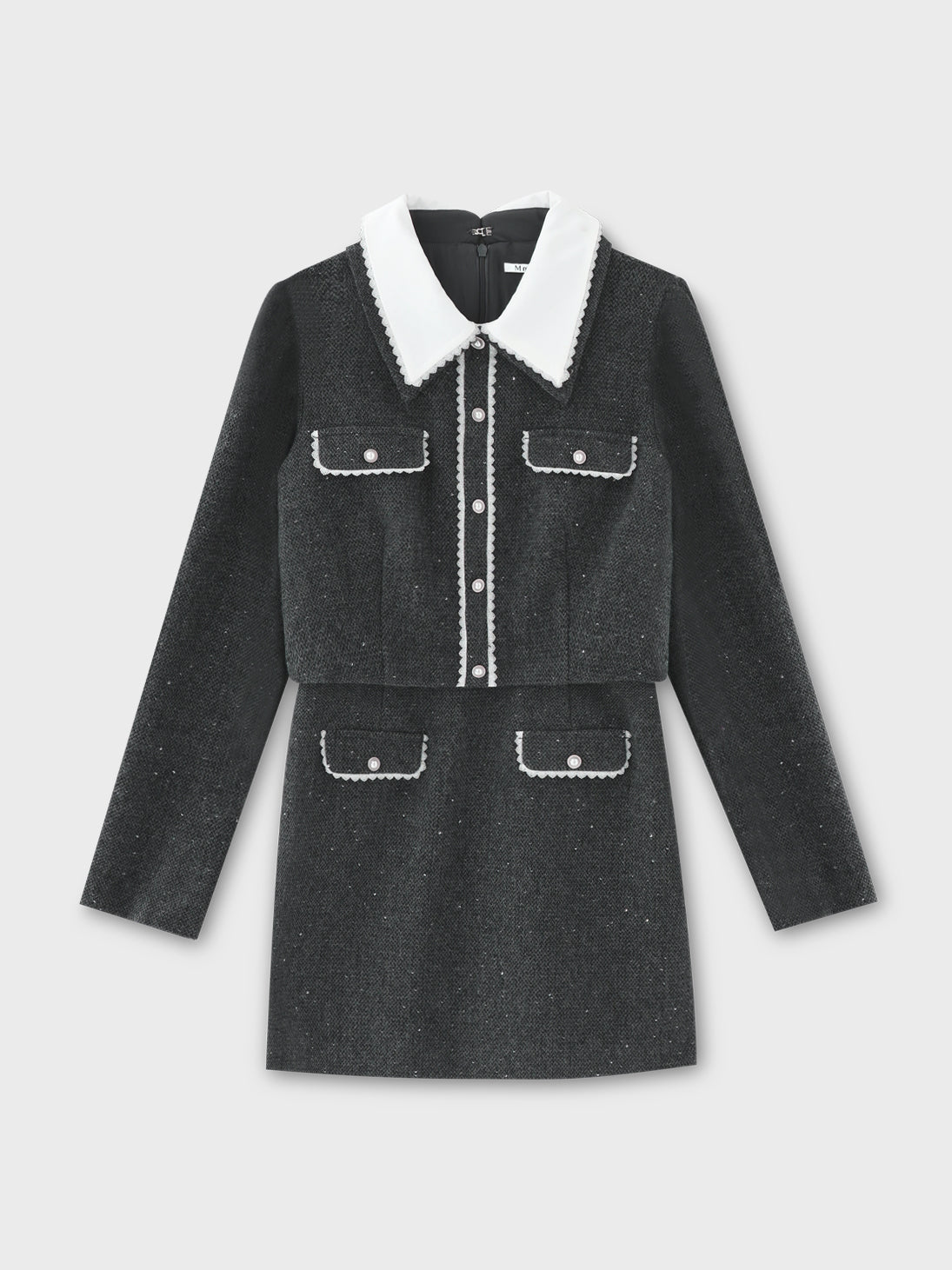 【Pre Order】Wool herringbone mini onepiece(eme10781)