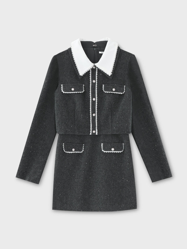 Wool herringbone mini onepiece(eme10781)