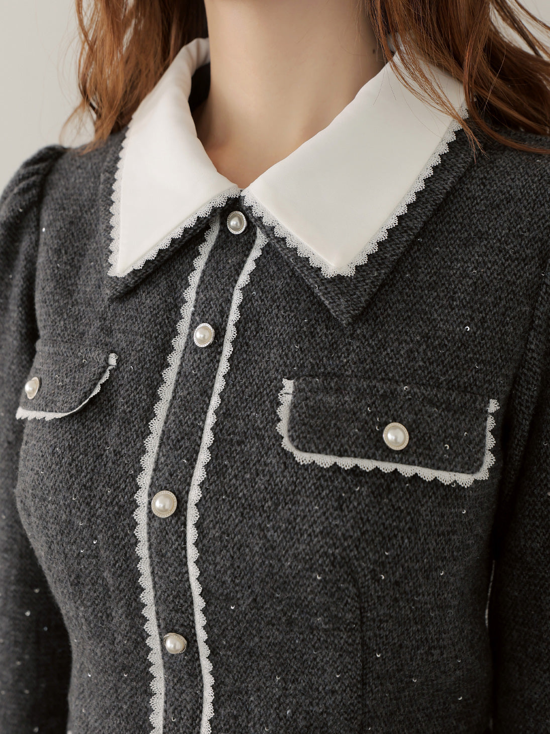 【Pre Order】Wool herringbone mini onepiece(eme10781)