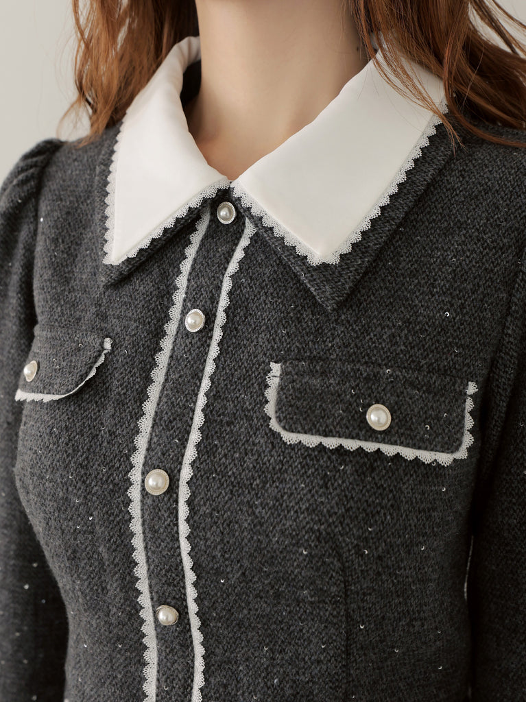 Wool herringbone mini onepiece(eme10781)