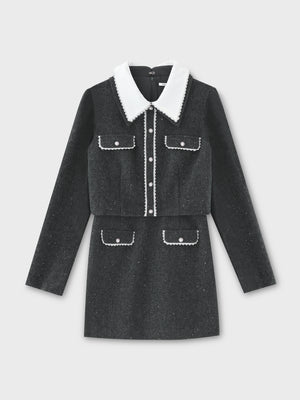 Wool herringbone mini onepiece(eme10781)