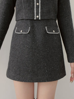 Wool herringbone mini onepiece(eme10781)