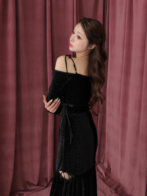 Side ribbon cutout onepiece(eme10783)