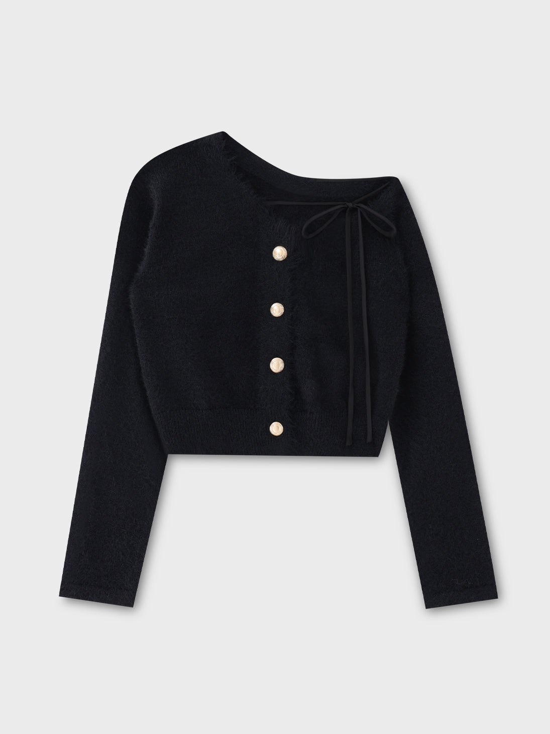 One shoulder ribbon shaggy tops(eme10784)