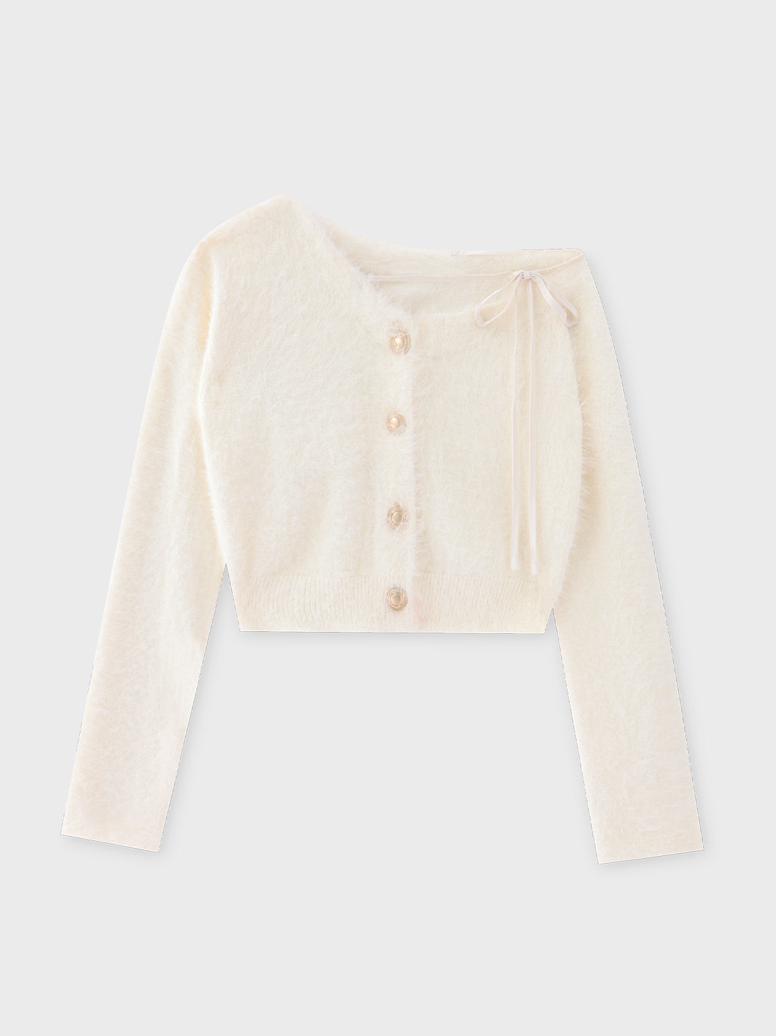 One shoulder ribbon shaggy tops(eme10784)