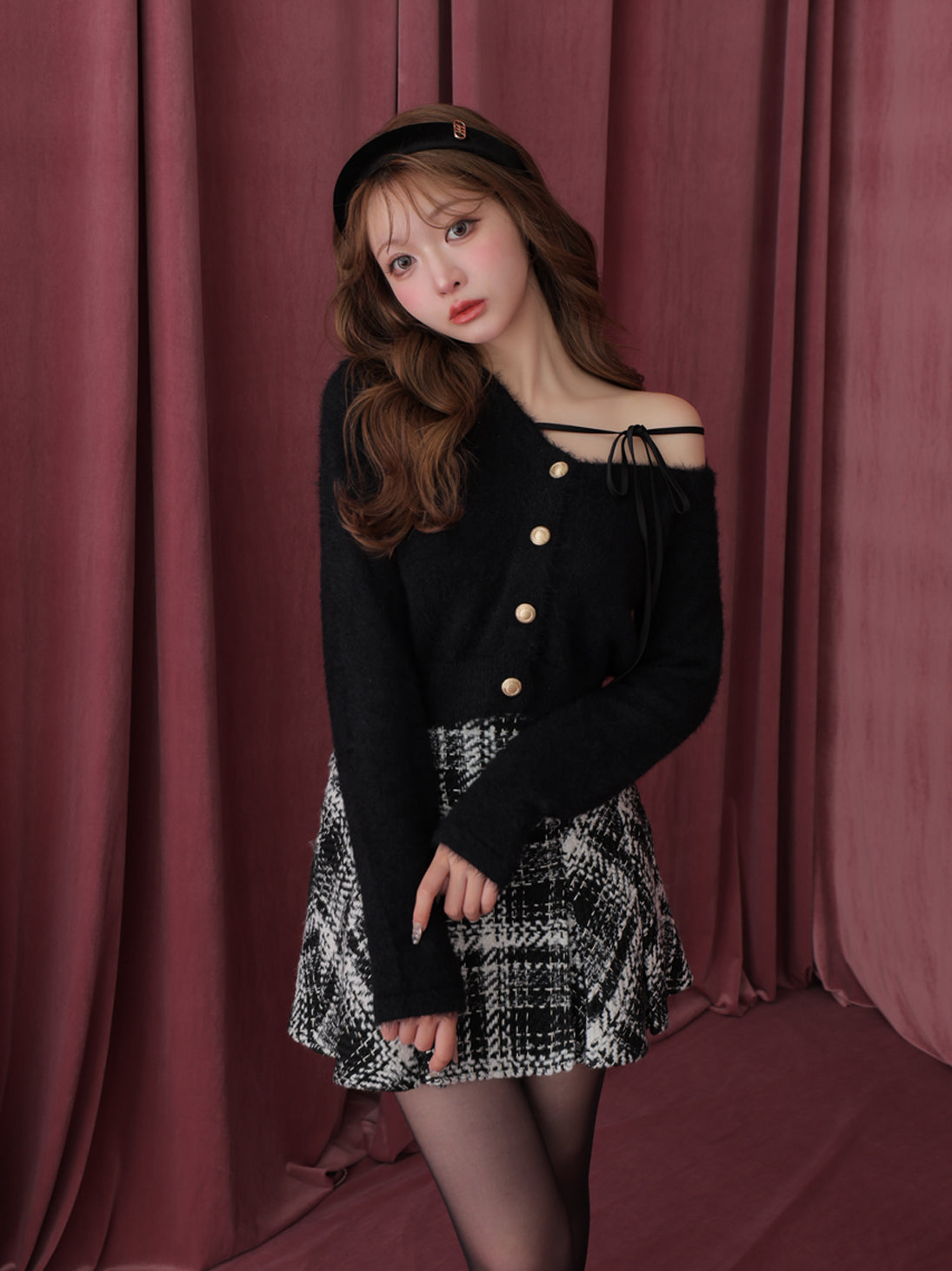 One shoulder ribbon shaggy tops(eme10784)