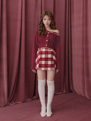 One shoulder ribbon shaggy tops(eme10784)