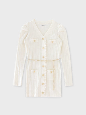 Lace trim wide rib knit mini onepiece(eme10785)