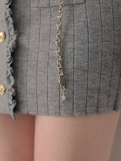 Lace trim wide rib knit mini onepiece(eme10785)