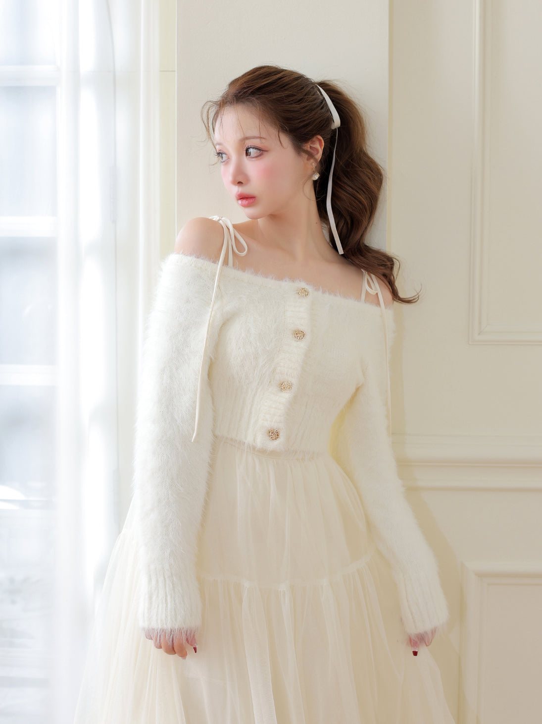 M me eme　Romanticgatheredribbononepiece Romantic gathered ribbon onepiece (eme10788) – M me eme