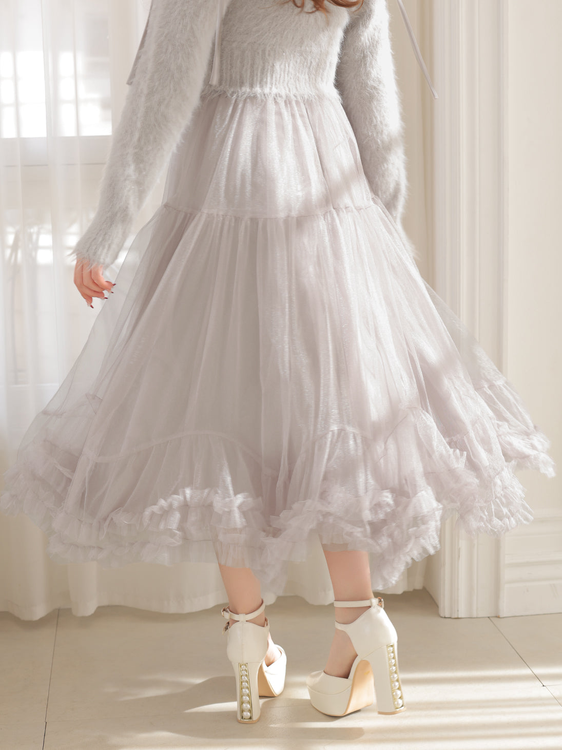 Romantic gathered ribbon onepiece (eme10788) – M me eme