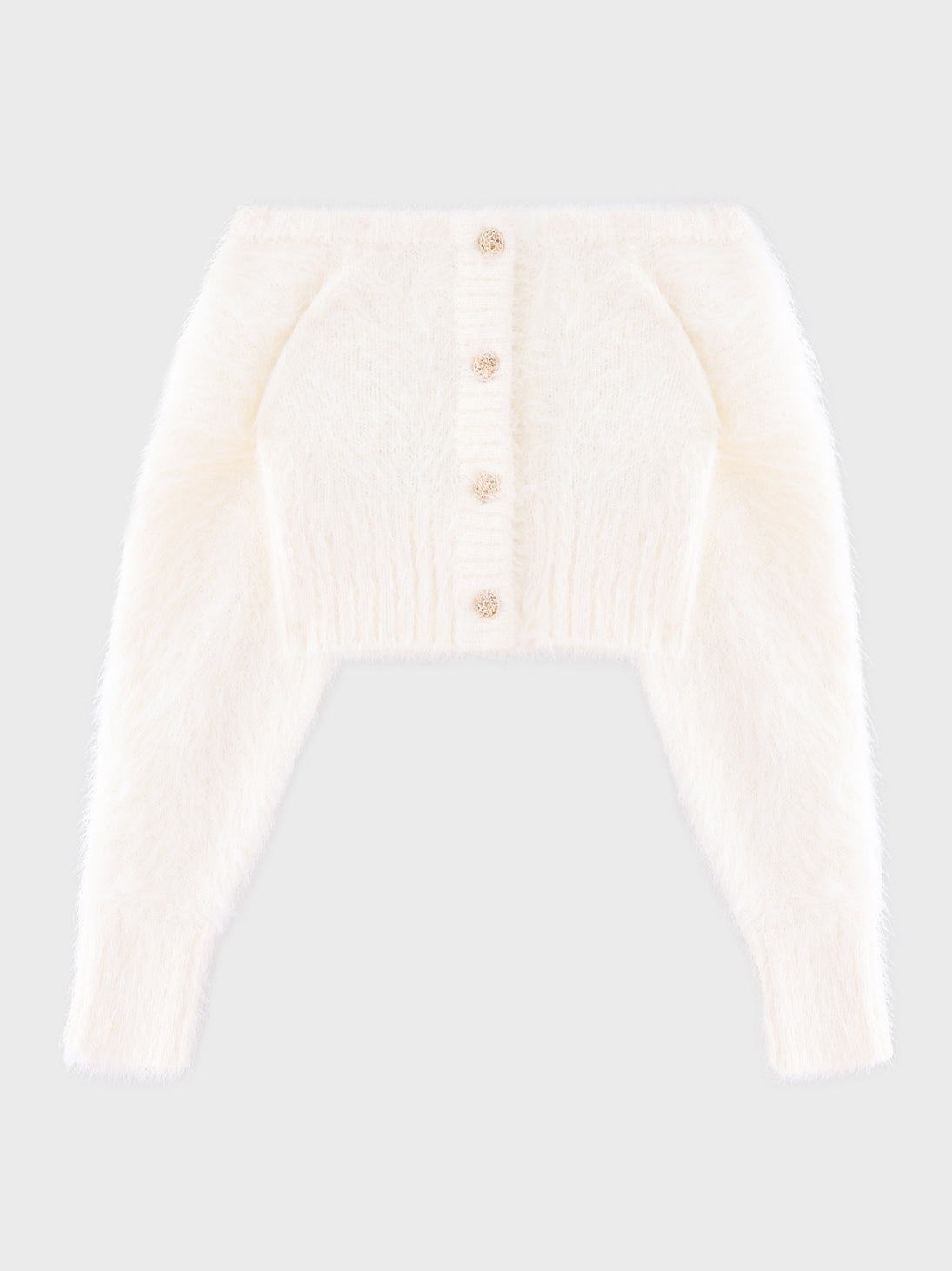 【Pre Order】Spring feather lame off the shoulder cardigan (eme10789)