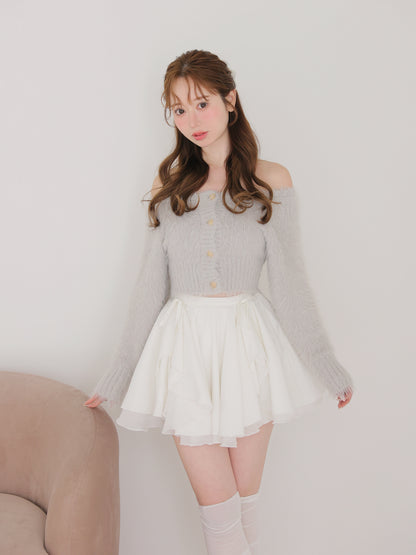 【Pre Order】Ruffled frill chiffon mini skirt(eme10790)