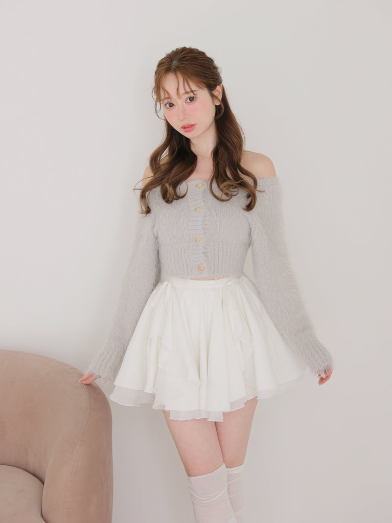 【Pre Order】Ruffled frill chiffon mini skirt(eme10790)