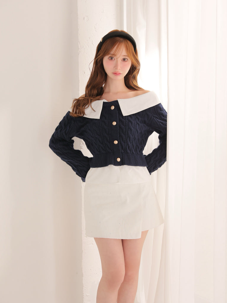 【SALE】Rhinestone denim mini skirt(eme10406)