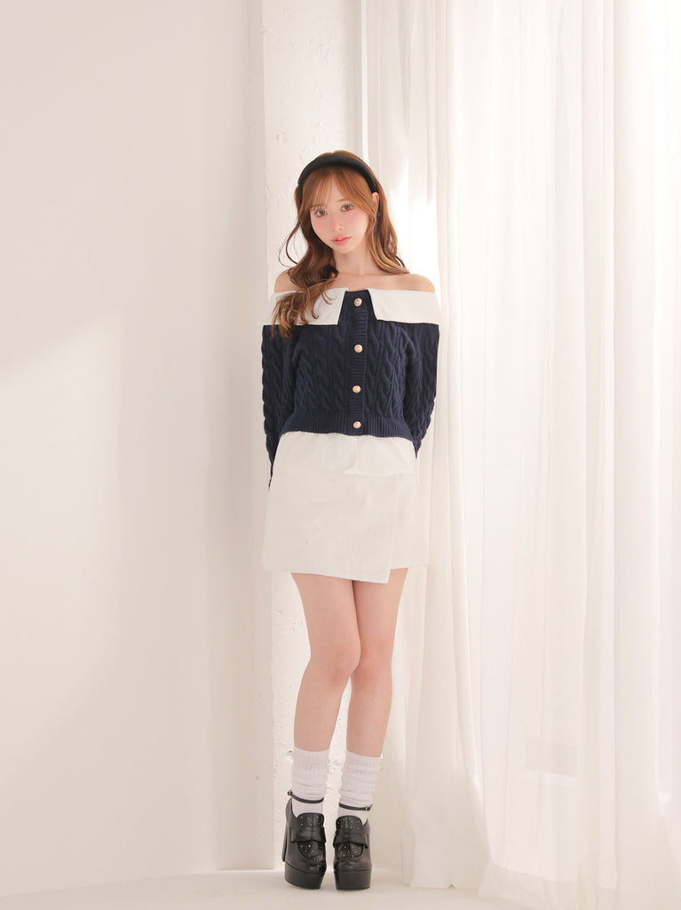 【SALE】Rhinestone denim mini skirt(eme10406)