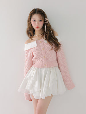 【Pre Order】Ruffled frill chiffon mini skirt(eme10790)