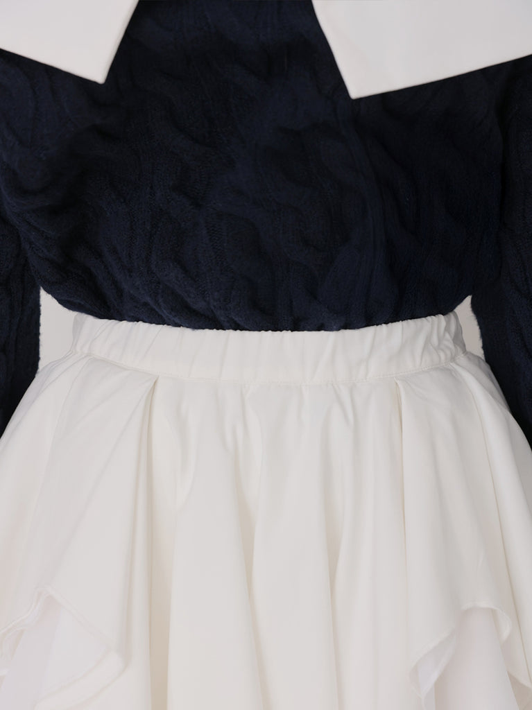 【Pre Order】Ruffled frill chiffon mini skirt(eme10790)