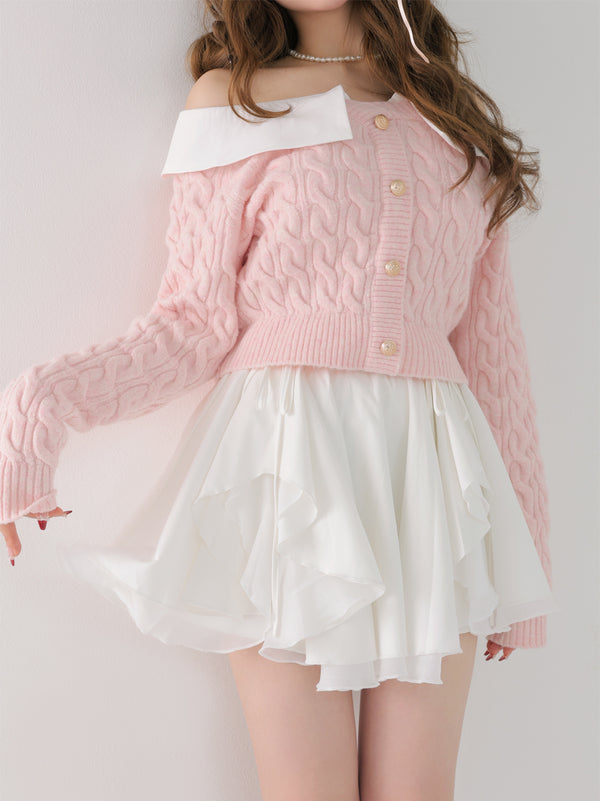 Ruffled frill chiffon mini skirt (eme10790)
