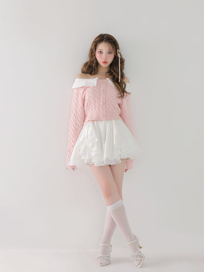 【Pre Order】Ruffled frill chiffon mini skirt(eme10790)