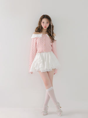 【Pre Order】Ruffled frill chiffon mini skirt(eme10790)