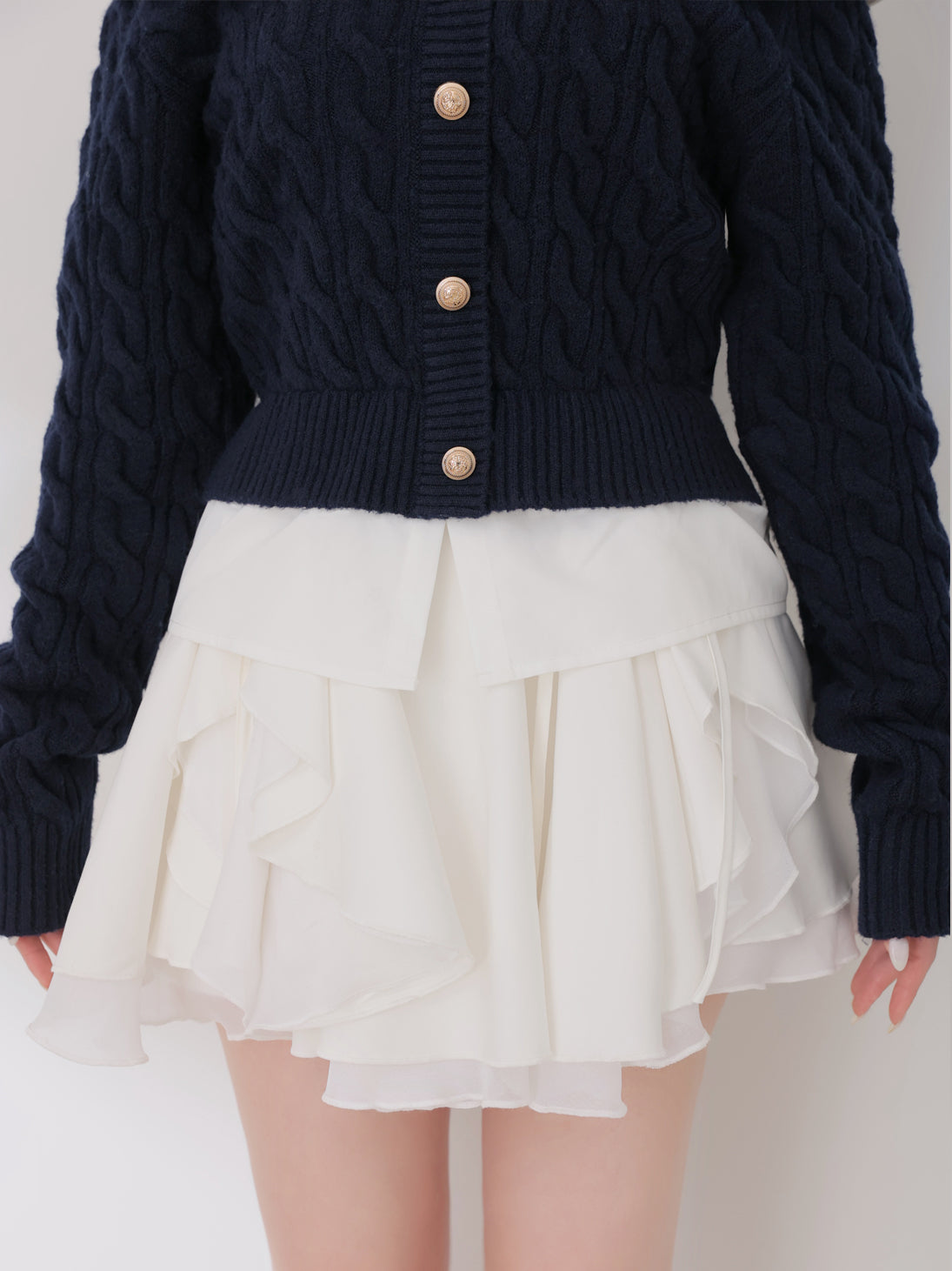 【Pre Order】Ruffled frill chiffon mini skirt(eme10790)