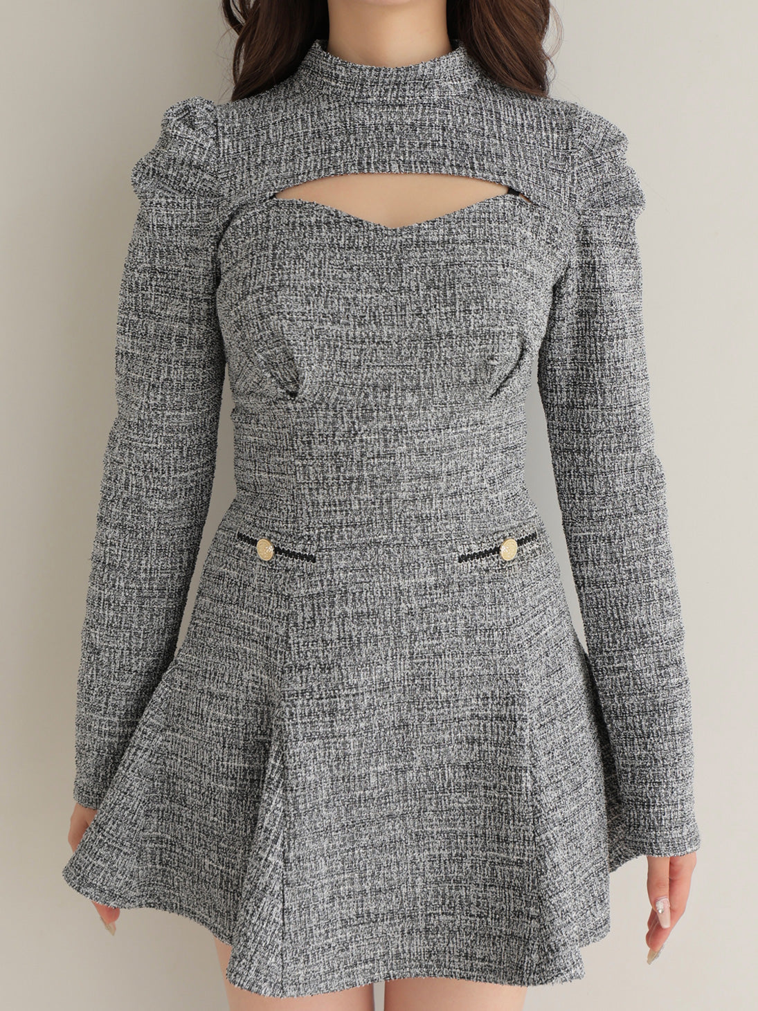 Knit tweed ensemble mini onepiece(eme10792)