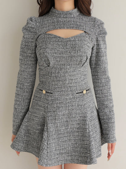 Knit tweed ensemble mini onepiece(eme10792)