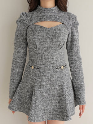 Knit tweed ensemble mini onepiece(eme10792)