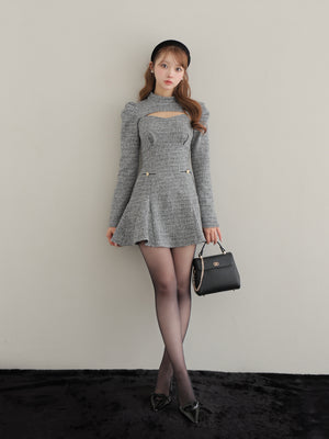 Knit tweed ensemble mini onepiece(eme10792)