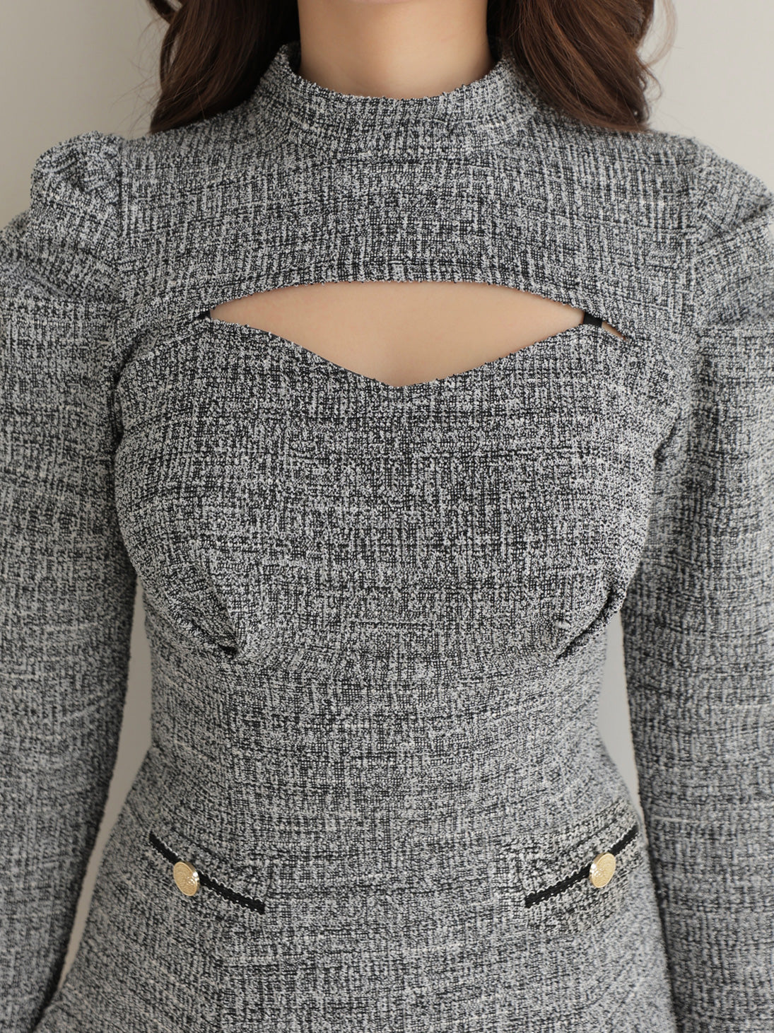 Knit tweed ensemble mini onepiece(eme10792)